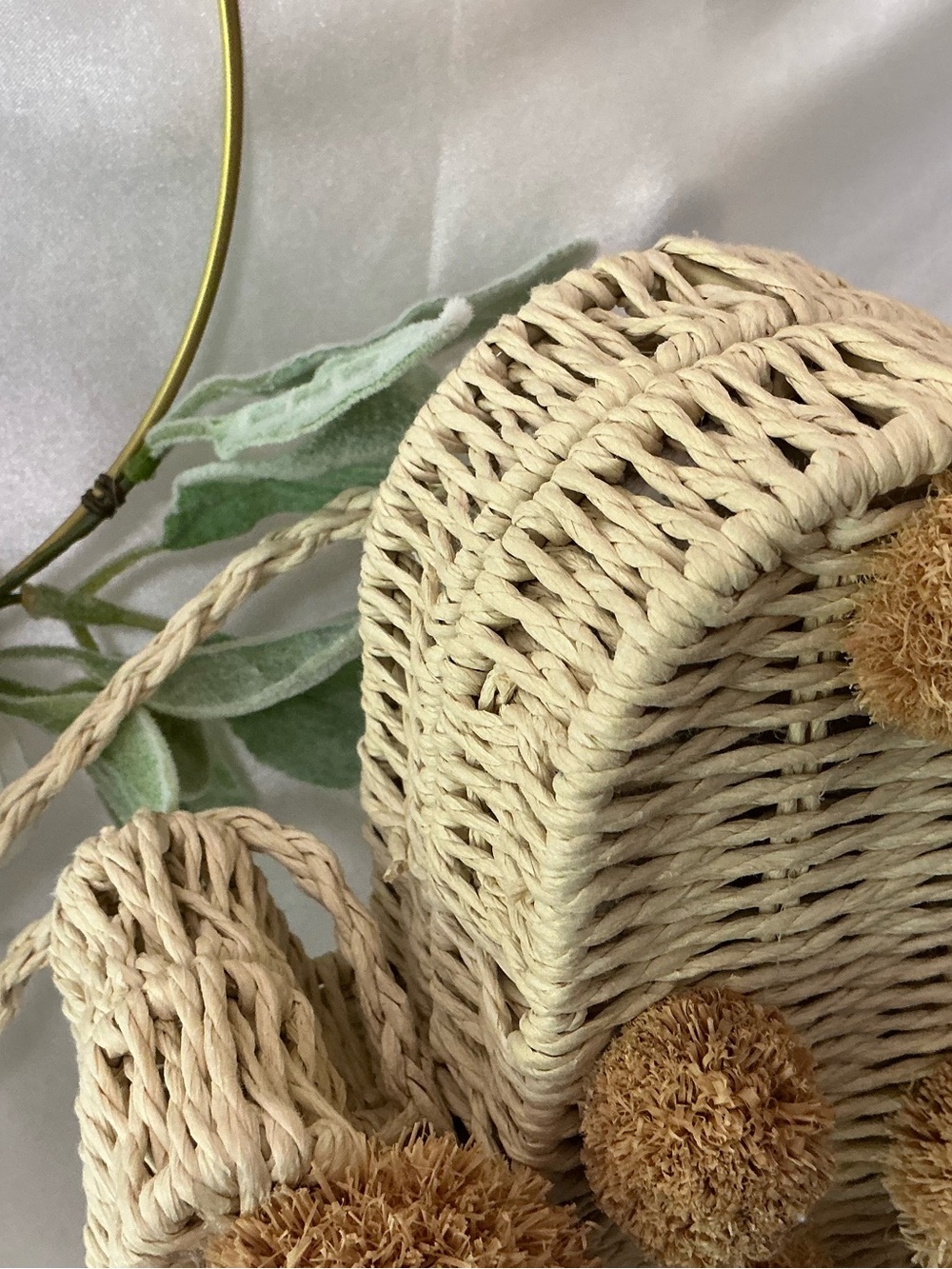 Savanna Natural Woven Straw Cactus Crossbody with Braided Strap - Picture 4 of 9